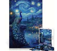 Puzzle Paon sous Un Ciel étoilé pour Adolescents, 1000 pièces, Jeu de réflexion Anti-Stress, découpe Premium, Cadeau Exceptionnel (38x26cm)