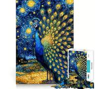 Puzzle Paon sous Un Ciel étoilé pour Adultes, 1000 pièces, Jeu de logique Solide, Jeu apaisant, Bords Nets, Cadeau Artistique (50x75cm)