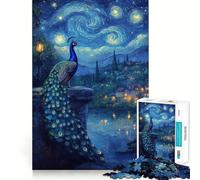 Puzzle Paon sous Un Ciel étoilé pour Adultes, 1000 pièces, Jeu de réflexion, Plaisir Lent, Design à Assembler, Joli Cadeau (38x52cm)