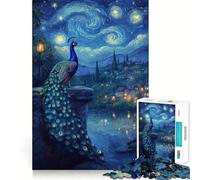 Puzzle Paon sous Un Ciel étoilé pour Adultes, 1000 pièces, renforce la mémoire, se détend et s'amuse, qualité supérieure, pour Les fêtes (50x75cm)