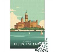 Puzzle Papier 1000 Pièces avec Ellis Island New York, 70x50cm/1000pcs | Pour profiter d'un w nd calme à la maison : ce puzzle adulte 1000 pièces se prête aux longues séances de puzzle.