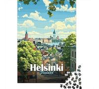 Puzzle Papier 1000 Pièces avec Helsinki Cityscape, 52x38cm/1000pcs | Pour une activité qui demande de la patience : Puzzle adulte 1000 pièces ; pour une activité tranquille chez soi.