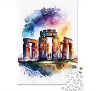 Puzzle Papier 1000 Pièces avec Watercolor Stonehenge, 70x50cm/1000pcs