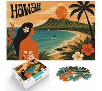 Puzzle Papier 1000 Pièces, Retro Hawaii Beach Scene, 1000pcs (52x38cm) | Pour commencer la nouvelle année avec un loisir calme : ce puzzle adulte 1000 pièces offre une activité classique pour Noël.