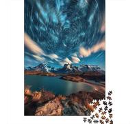 Puzzle Papier 1000 Pièces, Starry Vortex Over Peaks, 52x38cm/1000pcs | Pour un moment en famille : ce puzzle 1000 pièces pour adultes offre une activité classique pour les adultes.
