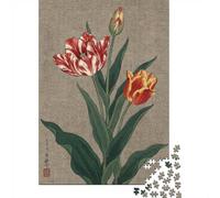 Puzzle Papier 1000 Pièces, Vintage Style Botanical Tulip Illustration, 52x38cm/1000pcs