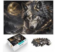 Puzzle Papier 1000 Pièces, Wolf with Golden Fractures, 1000pcs (70x50cm) | Pour un loisir intérieur plus long : ce puzzle adulte 1000 pièces convient à un loisir calme sans écran.