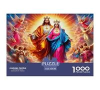 Puzzle Papier Recyclé 1000 Pièces Jésus Marie Couronne Ange Jeu Éducatif Anti-Stress Cadeau Amusant 52x38cm
