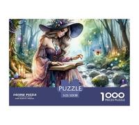 Puzzle Papier Recy dulte 1000 Pièces Sorcière Forêt, Sorcière Livre Sortilège, Très Difficile Jeu Familial Stimulant 52x38cm