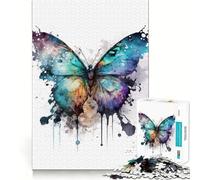 Puzzle Papillon Aquarelle 1000 pièces,Jeu de Construction Focus,Assemblage sécurisé et Solide,Jouet d'intérieur pour Les Vacances (38x26cm)