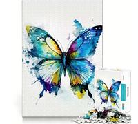 Puzzle Papillon Aquarelle 1000 Pièces Jeu de mémoire Amusant Bords Lisses,Assemblage Parfait Une façon ludique d'occuper Les Heures vides (38x52cm)