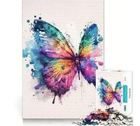 Puzzle Papillon Aquarelle 1000 pièces pour Adolescents,Jeu Stimulant l'esprit,Assemblage sécurisé et Solide,activité Amusante en Famille Le Soir (38x26cm)