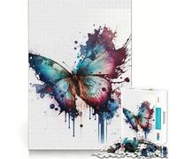 Puzzle Papillon Aquarelle pour Adultes,1000 pièces,Puzzle Amusant et précis,découpe de Haute précision,Facile à Apprendre,pour Toute la Famille (38x52cm)