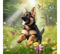 Puzzle Papillon Chien des prairies pour Adultes 120 pièces, Artistique 20x20cm Puzzle de Bricolage pour Décoration de la Maison, Jeu éducatif Challenge Toy, Puzzles pour Adultes Enfants