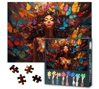 Puzzle papillon fille pour adultes 1000 pièces, design unique pour fille, art abstrait Madame pleine de vitalité, beaux puzzles Madame pour adultes et familles 68 x 40 cm