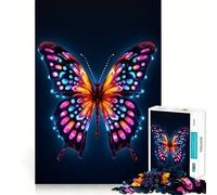 Puzzle Papillon néon coloré pour Adolescents 1000 pièces, Jeu de logique Fine, Doux et Relaxant, Bords Nets, Cadeau de qualité supérieure (50x75cm)