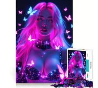 Puzzle Papillon néon pour Adultes, 1000 pièces, Jeu de Concentration et de détente, Bordure serrée, Cadeau du Père Noël (38x26cm)