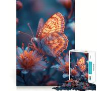 Puzzle Papillon Néon pour Adultes 1000 Pièces Jeu de Réflexion Amusant et Paisible Découpe Précise Liste de Souhaits du Père Noël (38x52cm)