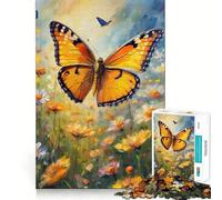 Puzzle Papillon Orange 1000 Pièces pour Adultes Jeu Cognitif et de Partage Motif à Assembler Cadeau de Père Noël (38x26cm)