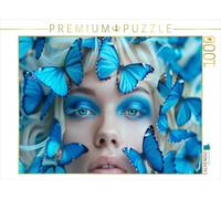 Puzzle · Papillons Bleus | Des beautés en harmonie de couleurs · générées par l'IA · 1000 pièces · Format assemblé 64 × 48 cm · CALVENDO Puzzle