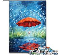 Puzzle Parapluie Rouge Un Jour de Pluie pour Adultes, adapté aux 14 Ans et Plus Amusement en Famille Idéal comme Cadeau pour Toute la Famille 26x38cm