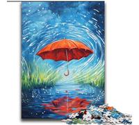 Puzzle Parapluie Rouge Un Jour de Pluie pour Adultes et Adolescents, Jouets éducatifs et éducatifs, Jeux familiaux avec Affiche et fiche de Questions-réponses 70x100cm