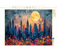 Puzzle · Parc Urbain Nocturne. Skyline de la Grande Ville | La beauté des fleurs dans le parc urbain nocturne d'une grande… · 1000 pièces · Format assemblé 64 × 48 cm · CALVENDO Puzzle