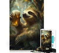 Puzzle Paresseux avec bière pour Adolescents, 1000 pièces, Jouet de logique Fine, Passe-Temps Calme, pièce de Collection Artistique aux Bords Nets 38x52cm