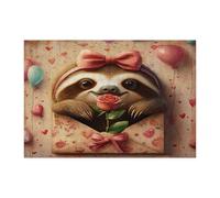 Puzzle paresseux de la Saint-Valentin pour adultes, 300 pièces, lettres d'amour amoureux des animaux, puzzle en bois, motif vacances pour divertissement à la maison