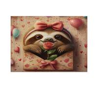 Puzzle paresseux de la Saint-Valentin pour adultes de 500 pièces, lettres d'amour amoureux des animaux, puzzle en bois, motif vacances pour divertissement à la maison