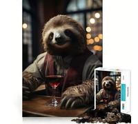 Puzzle Paresseux du vin 1000 pièces Activité ludique et stimulante pour la Concentration,découpée au Laser pour Un Assemblage Parfait,idéale pour Partager Un Moment Convivial en Famille (38x26cm)