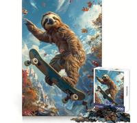 Puzzle Paresseux Faisant du Skateboard pour Adolescents, 1000 pièces, Jeu de logique mentale, Anti-Stress, découpe Ferme, Cadeau de Noël 50x75cm