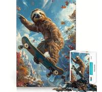 Puzzle Paresseux Faisant du Skateboard pour Adolescents, 1000 pièces, Jeu de logique mentale, Anti-Stress, découpe Ferme, Cadeau de Noël 50x75cm