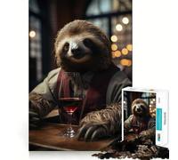Puzzle Paresseux Vin 1000 Pièces Jeu d'adresse créatif Découpe Nette Composants Robustes Idéal pour Les Voyages pour Les Cerveaux (38x52cm)