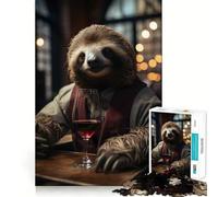 Puzzle Paresseux Vin 1000 Pièces pour Adolescents Jeu Stimulant Mental Assemblage Solide et Sécurisé Activité Amusante en Famille Activité Nocturne (50x75cm)