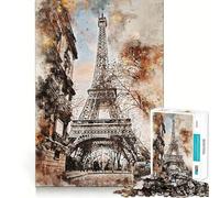Puzzle Paris à l'aquarelle pour Adultes, 1000 pièces, Jeu de logique et de détente, Bords Lisses, Cadeau Original (38x26cm)