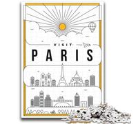 Puzzle Paris France pour Adolescents 2000 pièces, Jeu Stimulant et Familial avec Affiche et fiche de Questions-réponses Assorties 2000 pièces (70x100cm)