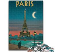 Puzzle Paris Moonlight 1000 pièces pour Adolescents, activité familiale avec Affiche et fiche de Questions-réponses pour Les 14 Ans et Plus (1000 pièces, 50x75cm)