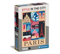 Clementoni Puzzle Style in the City Paris 1000 pièces pour adultes Fabriqué en Italie 39843