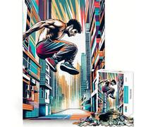 Puzzle Parkour Street Sport WPAP 1000 pièces pour Adolescents, Jeu de logique Fine, Doux et Relaxant, Bords Nets, Cadeau de qualité supérieure (38x52cm)