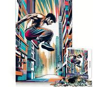 Puzzle Parkour Street Sport WPAP 1000 pièces pour Adolescents, Jeu de logique Fine, Doux et Relaxant, Bords Nets, Cadeau de qualité supérieure (38x52cm)