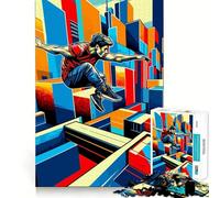 Puzzle Parkour Street Sport WPAP 1000 pièces pour Adolescents, Jeu de logique Solide, Plaisir partagé, Bords Nets, Joli Cadeau (50x75cm)