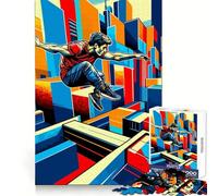 Puzzle Parkour Street Sport WPAP pour Adultes, 1000 pièces, Jeu d'exercice Mental, Divertissement d'intérieur, découpe de précision, Cadeau de Vacances (38x26cm)
