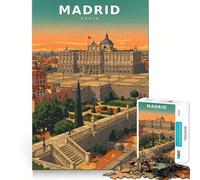 Puzzle Pastel Grandeur sur Le Palais de Madrid pour Adultes 1000 pièces Stimule la mémoire Loisirs Amusants Bords précis Joli Cadeau (38x26cm)