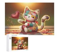 Puzzle Patchwork Cat Plush Toy, 1000 PCS, Activité Relaxante pour Adultes, comme Loisir Polyvalent pour Les Amateurs De Puzzles
