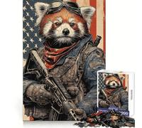 Puzzle Patriotique Panda Roux Soldat pour Adultes 1000 pièces Jeu de logique et de Stimulation pour soulager l'anxiété Découpe précise Cadeau élégant (38x26cm)