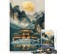 Puzzle Pavilion Dojo Décor Or pour Adultes, 1000 pièces, Jeu de logique Solide, Jeu apaisant, Bords Nets, Cadeau Artistique (38x52cm)
