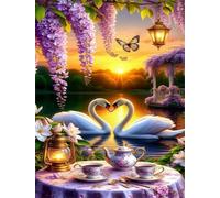 Puzzle Paysage de cygnes au coucher du soleil dans le parc Pour Adultes,120 pièces Artistique,25x20 cm puzzle de Bricolage pour Décoration de la Maison, Jeu éducatif Challenge Toy puzzles pour adultes
