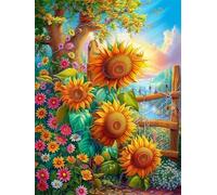 Puzzle Paysage de Fleurs de Tournesol pour Adultes,200 pièces Artistique,35x25 cm Puzzle de Bricolage pour Décoration de la Maison, Jeu éducatif Challenge Toy Puzzles pour Adultes