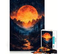 Puzzle Paysage de Lune Orange pour Adultes, 1000 pièces, renforce la mémoire, Passe-Temps à la Maison, Bords Nets, Cadeau élégant (50x75cm)